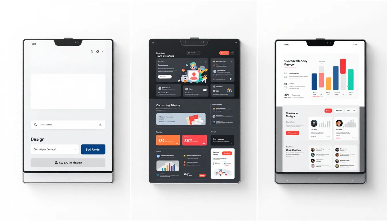 Creative design mockups illustrating how design complexity can affect development costs