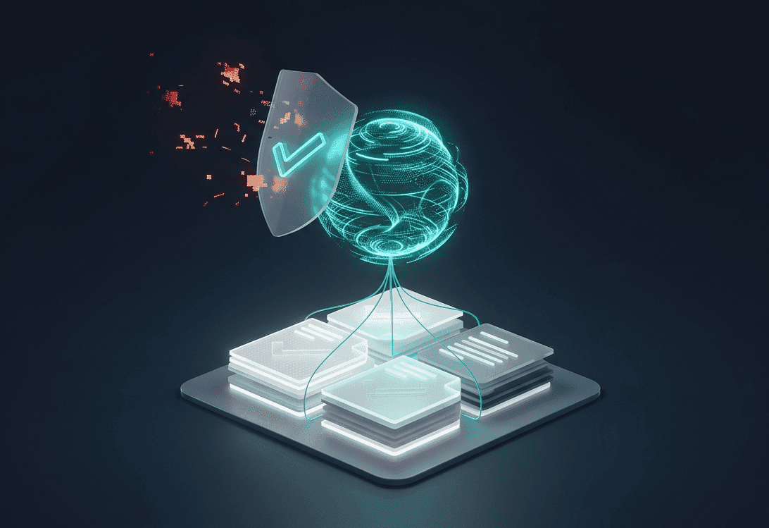 Enterprise AI system verifying LLM output against source documents to prevent hallucinations