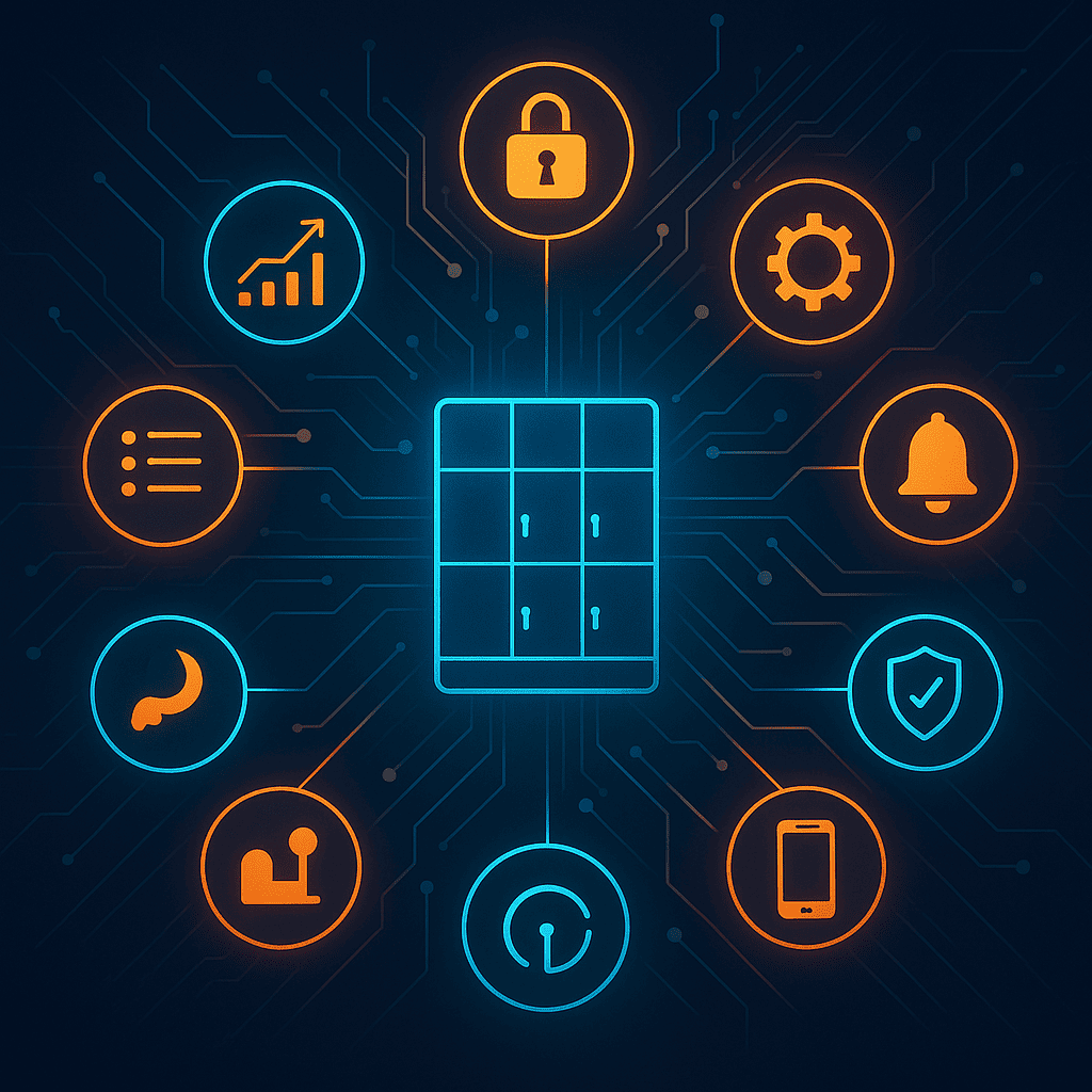 Smartphone unlocking a parcel locker with digital key app