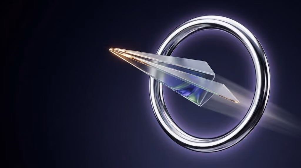 Glass paper airplane flying through a chrome ring, symbolizing a fast, automated leasing application