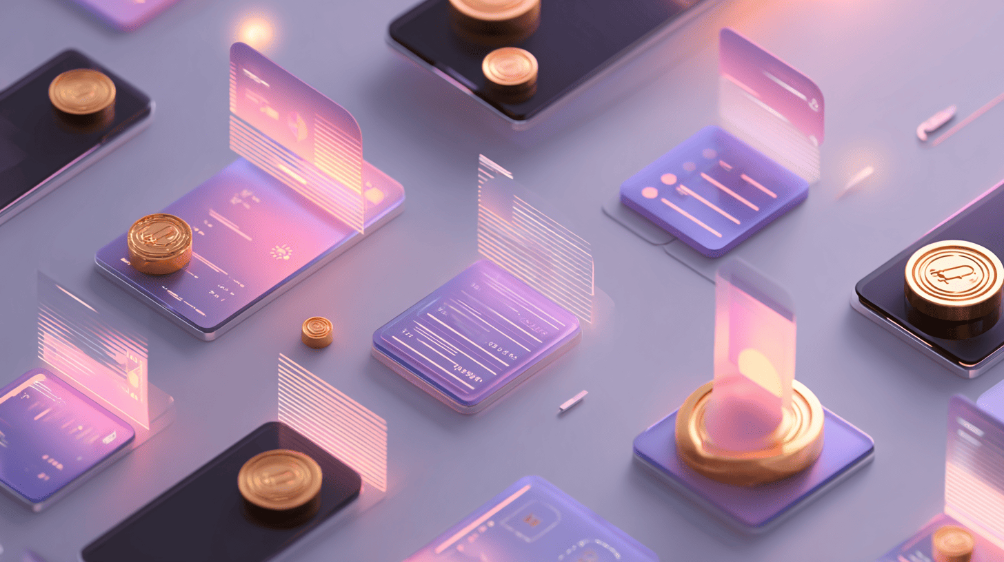 Abstract financial dashboard combining game elements like points, levels, and leaderboards to illustrate gamification concepts.