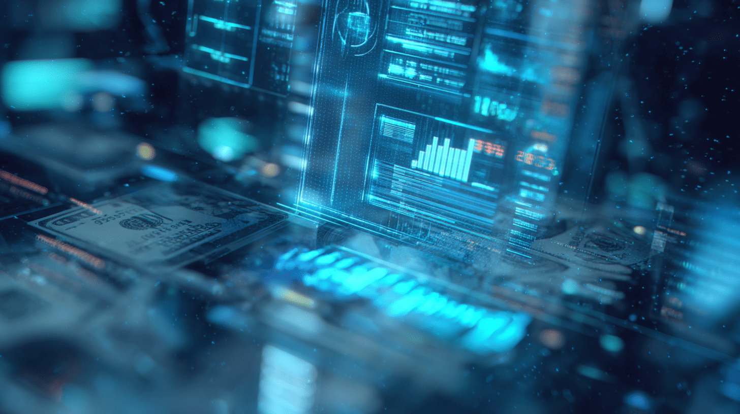 AI brain made of data streams representing artificial intelligence in financial analysis